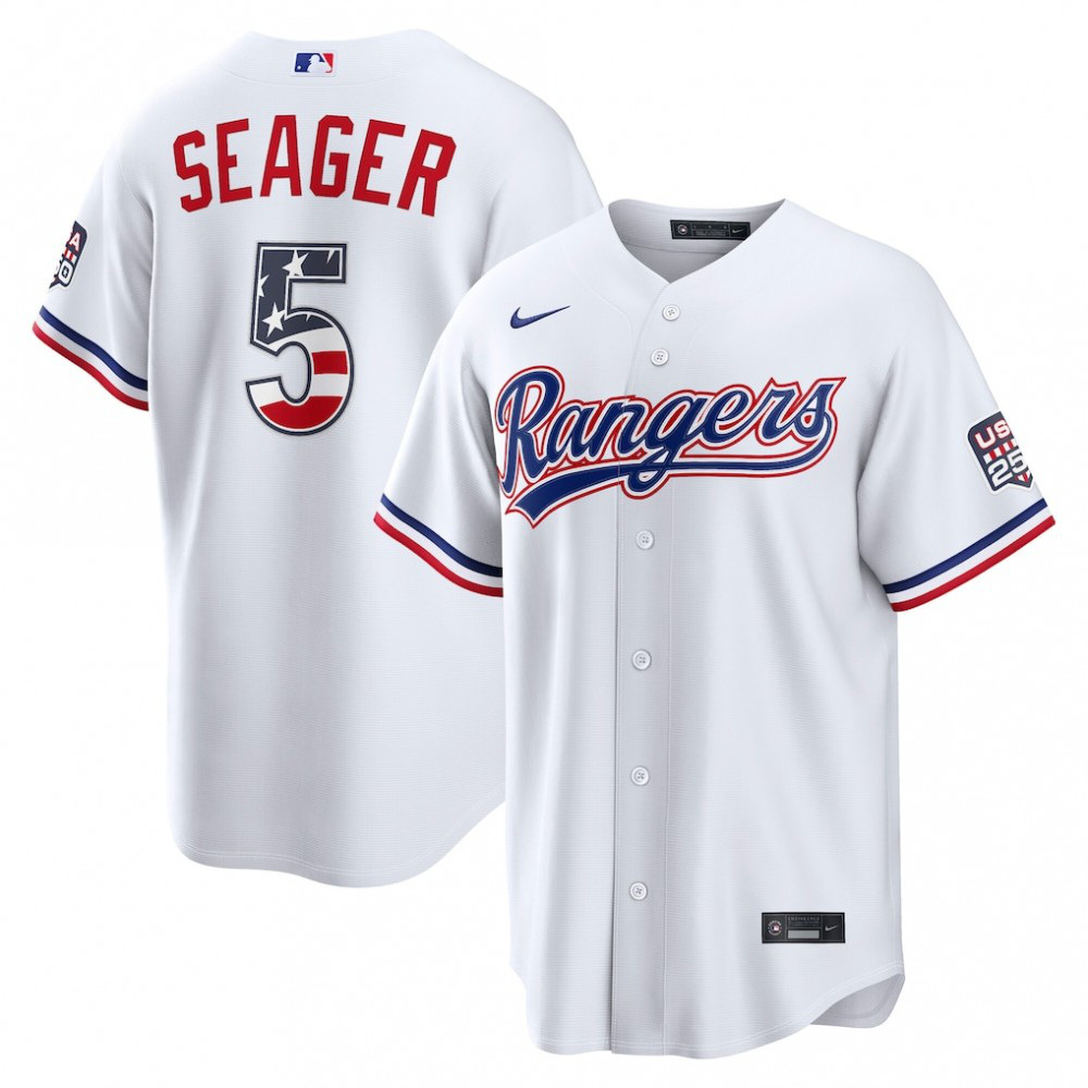 Corey Seager Texas Rangers USA 250 Fourth of July Home Stadium Jersey - White-Pro Kit Vault | Brand New 26/27 Sports Jerseys